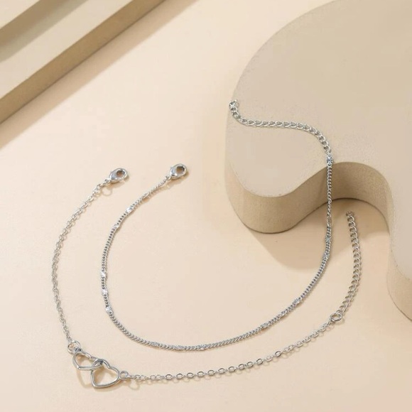 2pcs Heart Decor Bracelet Silver For Women Wedding Party - Picture 2 of 5